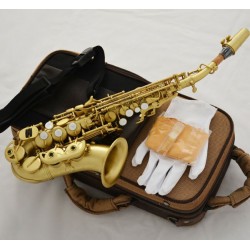 Professional Brushed Brass Bb soprano saxophone curved sax with case