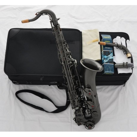 Professional Satin Black Nickel C Melody Saxophone Sax High F? 2 Neck With Case