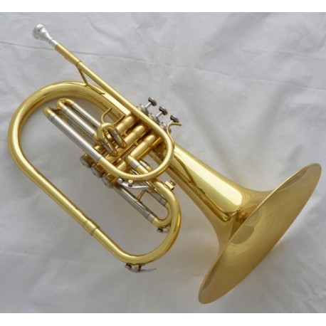 Professional Superbrass Gold Lacquer Mellophone F Key horn Monel Valves with case