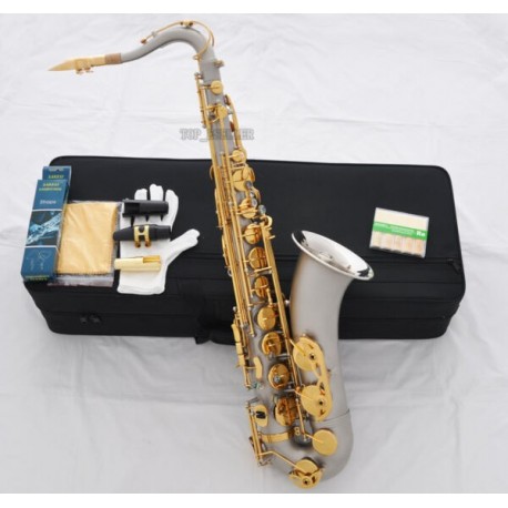 Classic Satin Nickel Tenor Saxophone High F# Abalone Key sax + Metal Mouthpiece