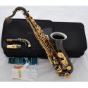 Professional Black Nickel C Melody Sax Saxophone With ABALONE Key High F#, 2-Necks