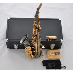 Professional Mercury Curved Bb Soprano Saxophone Black Nickel Gold Sax High F#