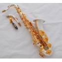 Professional Satin Silver Plated C Melody Sax Saxophone Abalone Key 2 Neck