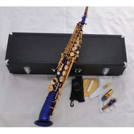 Blue Soprano Saxello Bb saxophone Mercury Sax High F#, G with Leather Case