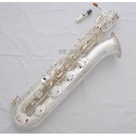 Professional Silver Plated Baritone Saxophone Bari sax Low A to High F# with Case