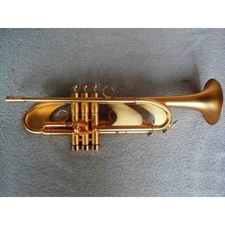 Professional Heavy Satin Gold Trumpet Germany Brass 4-7/8" Monel Valve With Case