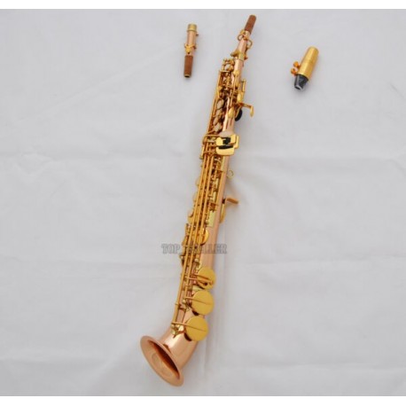Professionalessiona Rose Brass Soprano Saxello sax High F# G Keys saxophone Leather Case