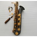Professional Matt black nickel Baritone Eb Saxophone Gold Bell sax W/Case