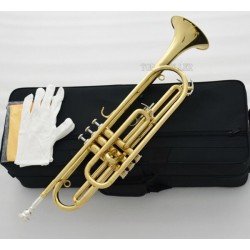 Professional Eb Bass Trumpet horn Gold Lacquer 3 Piston With Case