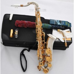 Professional Silver nickel C Melody Saxophone Abaone 2-Neck With Sax Metal Mouth