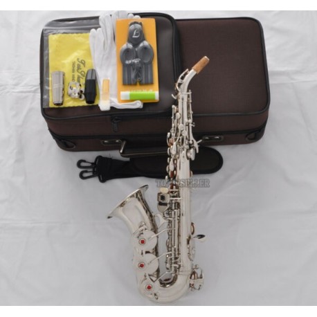 Professional Superbrass Silver Curved Soprano Saxophone Sax High F# with Case