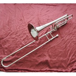 Professional Silver Bass Trombone Double Rotor Horn Bb/F/Eb&Bb/F/D/Gb Key W/Case