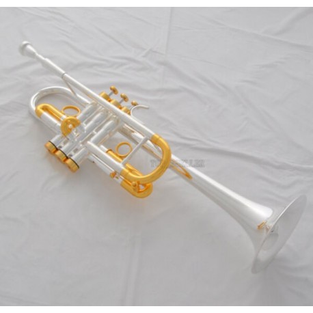 Professional Silver Gold Heavy C Key Trumpet Horn Monel Valve 5'' Bell With Case