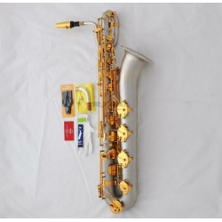 Professional Superbrass Satin Nickel Baritone Saxophone est Eb Sax Leather Case