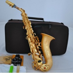 Professional Satin Gold Finish Superbrass Curved Soprano Saxophone Bb Sax High F#