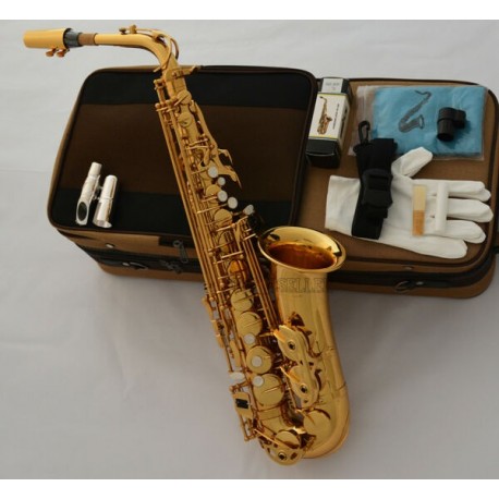 Professional Gold Mercury Alto Saxophone Sax With Metal Mouth Engraving Bell