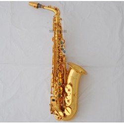 Professional Superbrass GOLD Alto Saxophone sax With ABALONE Keys High F# +Case