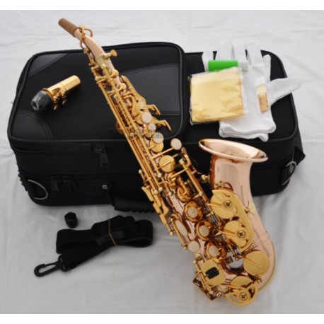 Professional Rose Brass Material Bb Curved Soprano Saxophone Sax with Case