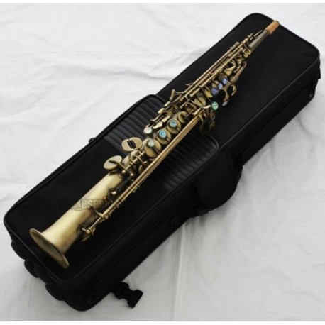 Professional Antique Neck Built-in Soprano Saxophone Straight Sax High F# G Keys
