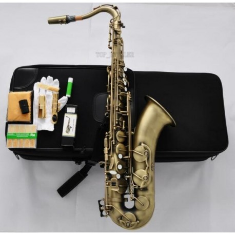 Superbrass Antique Bronze Tenor Saxophone High F# Bb Sax +Jazz Metal Mouth 10Pc Reeds