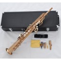 Professional Rose Gold Plated Straight Soprano Sax Saxophone High F# G Key