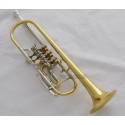 Professional Gold Rotary Valve Trumpet horn B-Flat Cupronickel Leadpipe Case