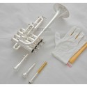 Professional Silver Piccolo Trumpet 4 Piston Horn Bb/A 2 Leadpipe Mouthpiece