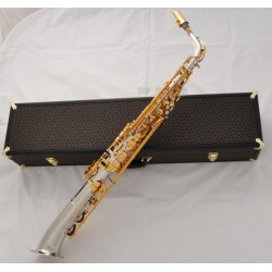 Professional Straight Alto Saxophone Silver Eb Saxello sax Curved Bell Hard Case