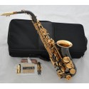 Professional Black Nickel Alto Saxophone Gold Bell Eb Sax Abalone + Matel Mouth
