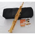 Top Gold Straight Soprano Saxophone Sax Bb High F# G key 2 Necks With Case Reeds