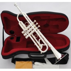 Professional Reverse Leadpipe Trumpet Horn Silver Plated with Hard Case