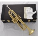 Professional Matt Brush Brass Trumpet 3 Monel Piston B-Flat Horn With Case