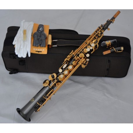 Professional Superbrass Black Nickel Soprano Saxophone Sax Italian pad Bb High F#