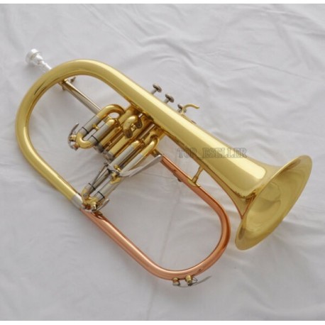 Professional Gold Flugelhorn Bb Horn Cupronickel tuning pipe With Case