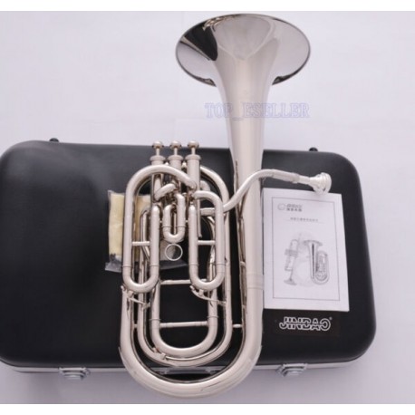 Superbrass Pro. Silver Nickel Compensating Baritone horn Bb key 3 Valves Hard Case
