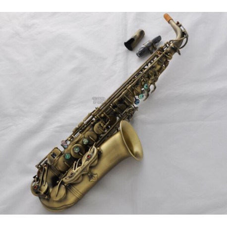 Professional Antique Alto Saxophone Rolled Note Hole Eb Sax High F# With Case
