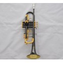 Professional Black Nickel Gold bell Trumpet Horn Turquoise Key Monel W/Case
