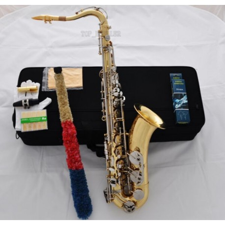 Professional Gold Tenor Saxophone Bb Double color sax High F# +Metal mouthpiece