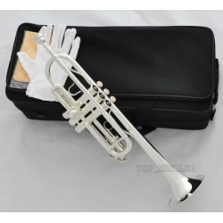 Professional Brand Silver Plated C Key Trumpet Horn With Case Mouthpiece
