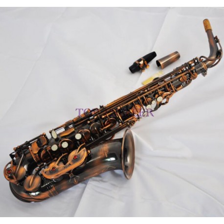 Professional Superbrass Alto Saxophone Red Antique Eb Sax High F# With case