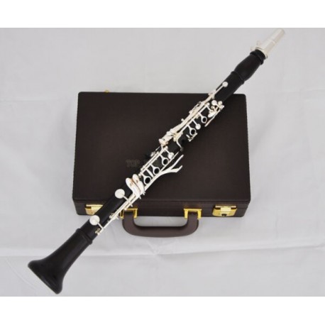 Professional Grenadilla Africa Black Wood Wooden Clarinet 18 Key Silver Case