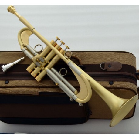 New Pro Germany Design Heavy Trumpet Brushed Brass Bb Reverse Leadpipe W/Case