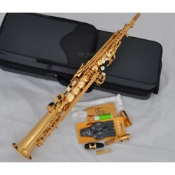 Professional Superbrass Gold Straight Soprano Saxophone BB Sax High F With Case
