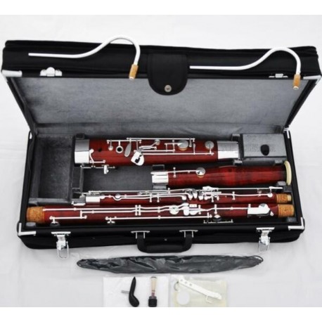 Professional Maple Wooden Bassoon Silver Plated Keys Case