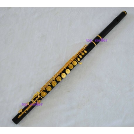 Professional Africa Black Wooden Alto Flute Gold Plated G Key W/ Headjoint Case