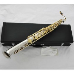 Professional Superbrass Straight Eb Alto Saxophone Silver/Gold curved bell sax +Case