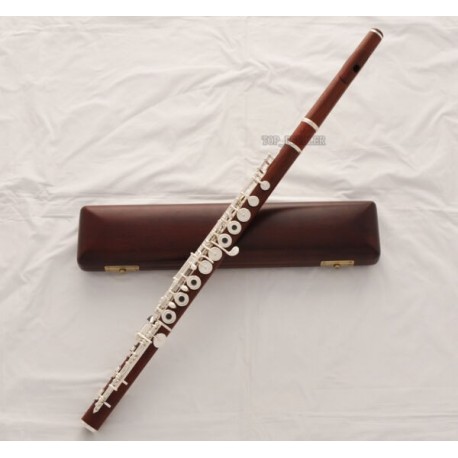 Professional Grenadilla Rosewood Flute Open Hole B foot Split E Wood Case