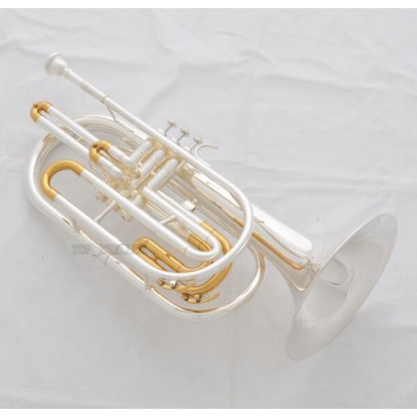 Professional Silver Gold Plated Marching Trombone B-flat Monel Valves Case