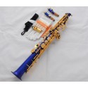 Top Blue Straight Soprano Sax Yellwo Brass Saxophone engraved bell With Case