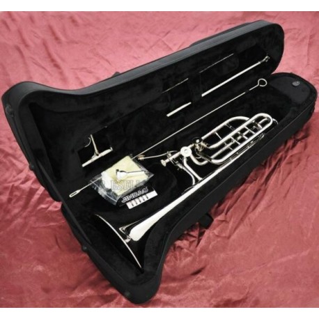 Professional Silver nickel Plating Bass Trombone Double Rotor Horn Bb/F/Eb&Bb/F/D/Gb Key